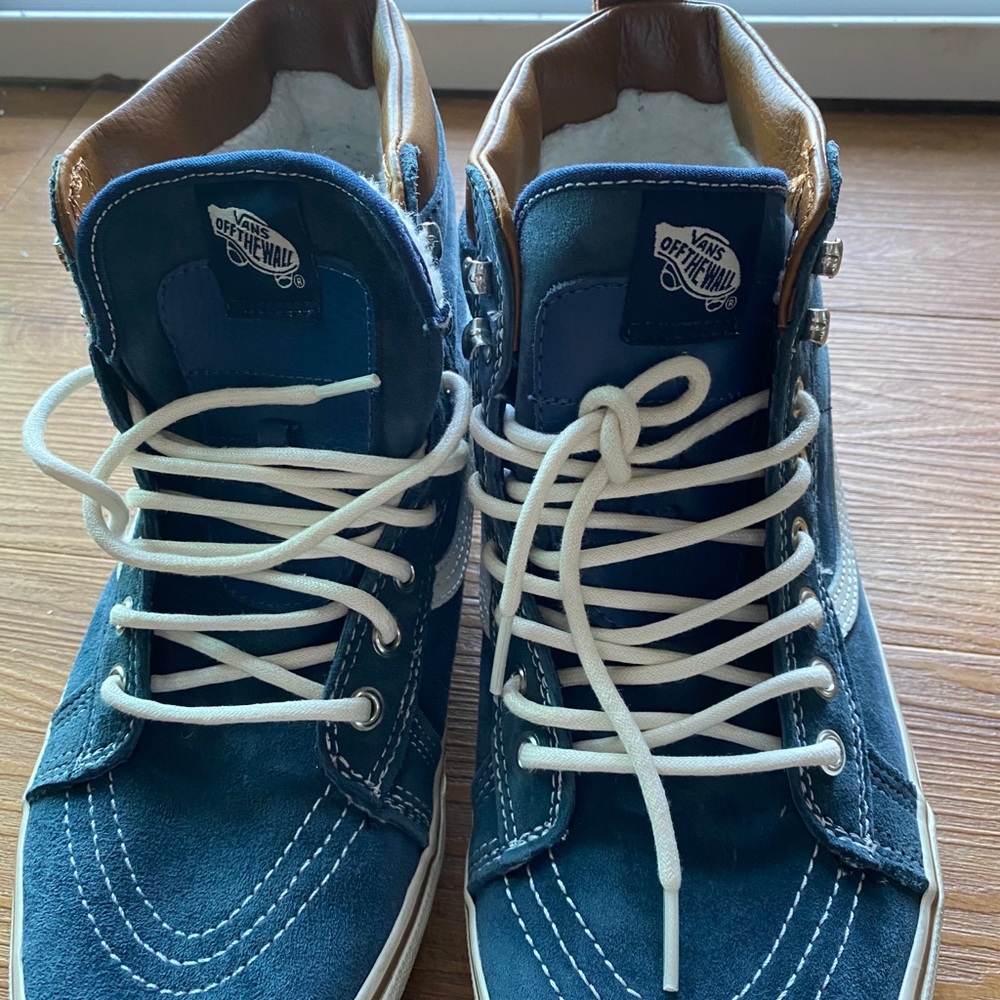 Blue Suede Fur Lined Vans